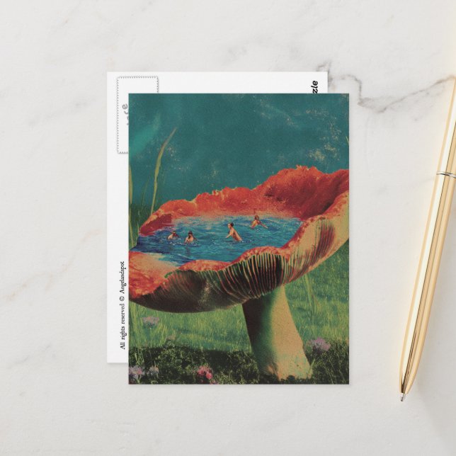 Carte Postale Piscine Champignon (Devant/Arrière en situation)