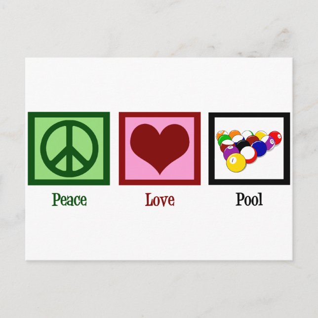 Carte Postale Piscine Peace Love | Billard Cool (Devant)