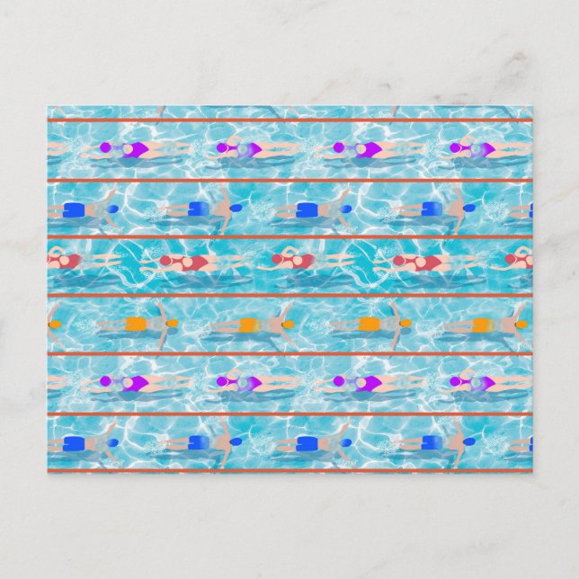 Carte Postale Piscine Piscine Motif d'équipe (Devant)