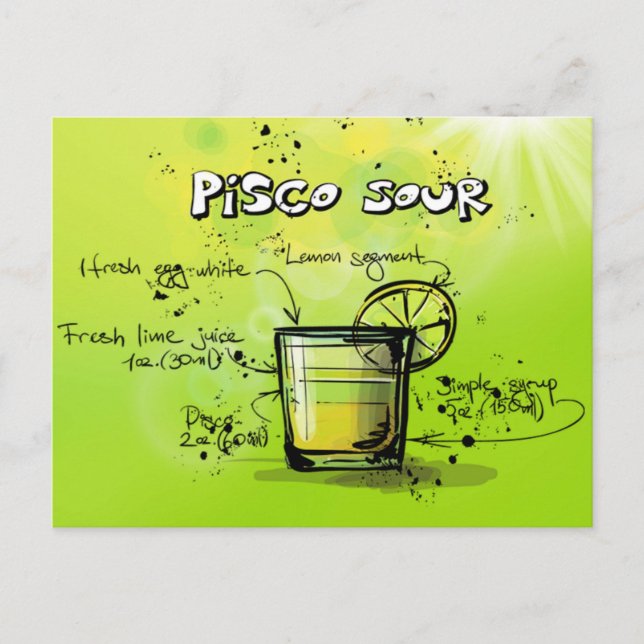 Carte Postale Pisco Sour Drink - Cocktail Cadeau (Devant)