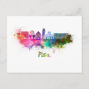 Carte Postale Pise skyline in watercolor