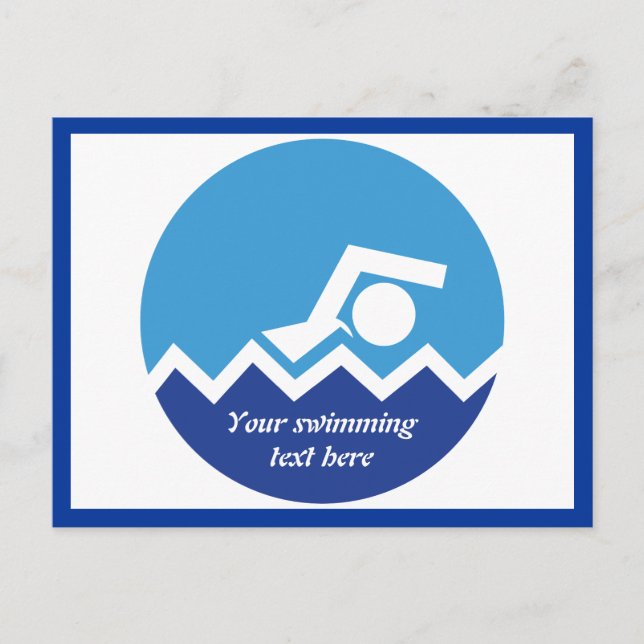 Carte Postale Pismming venin, swimmer on blue circle custom (Devant)