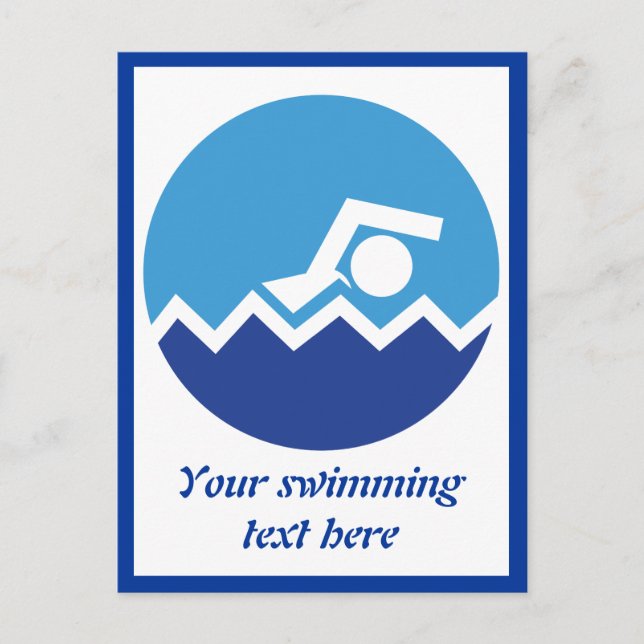 Carte Postale Pismming venin, swimmer on blue circle custom (Devant)