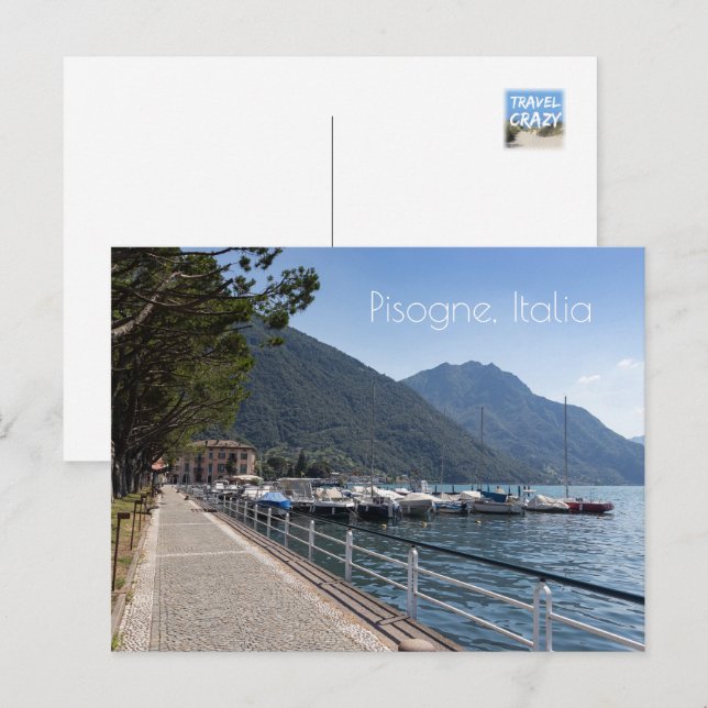 Carte Postale Pisogne et lac d'Iseo, Lombardie, Italie (Devant / Derrière)