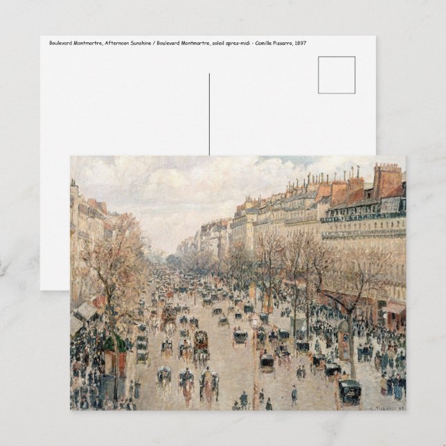 Carte Postale Pissarro - Boulevard Montmartre, Soleil après-midi (Devant / Derrière)