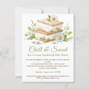 Carte Postale Pistachio Crème glacée Sandwich Day Aquarelle