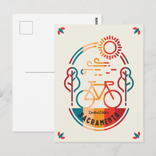 Carte Postale Piste cyclable Retro Sacramento. (Devant / Derrière)