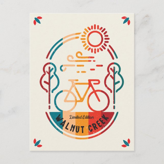 Carte Postale Piste cyclable Retro Walnut Creek. (Devant)