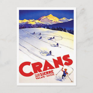 Carte Postale Piste de ski sur la colline de Crans, Suisse, voya