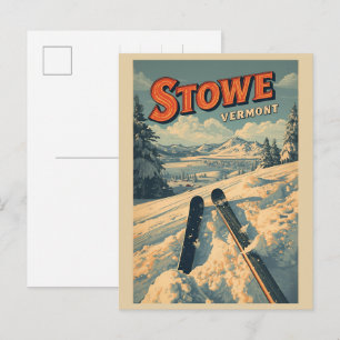 Carte Postale Pistes de ski extérieures hivernales vintage Stowe