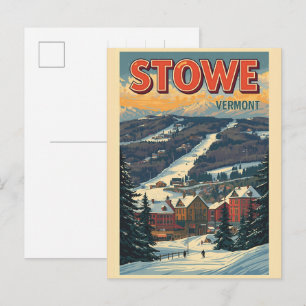 Carte Postale Pistes de ski extérieures hivernales vintage Stowe