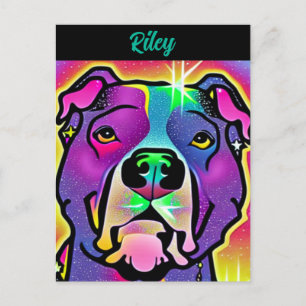 Carte Postale Pitbull Chien Pop Art Personnalisé