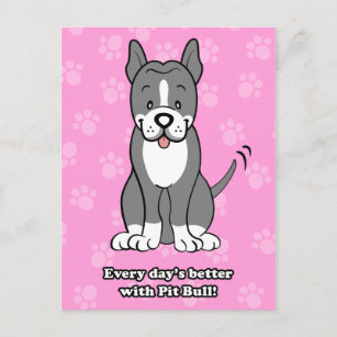 Carte postale Pitbull de chien de caricature migno