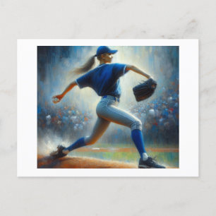 Carte Postale Pitcher de baseball féminin,