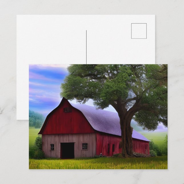 Carte Postale Pittoresque Rustique Feuille d'érable d'automne (Devant / Derrière)