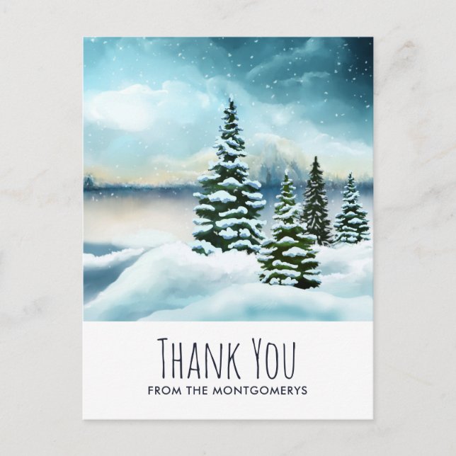 Carte Postale Pittoresque Winter Wonderland Watercolor Art Merci (Devant)