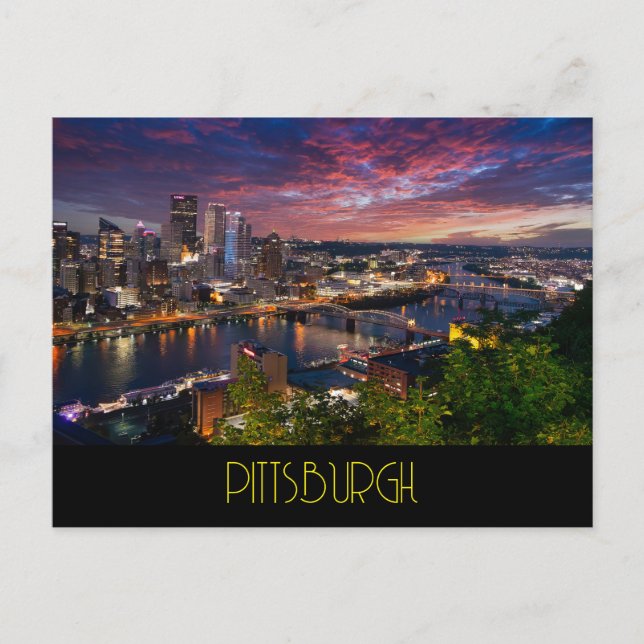 Carte Postale Pittsburgh à la nuit (Devant)