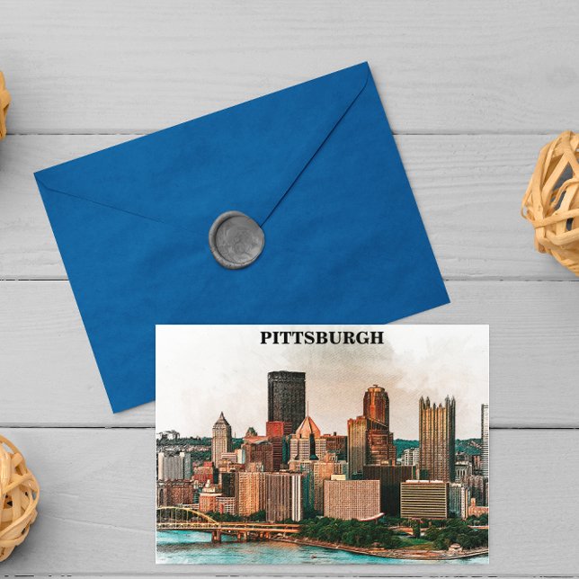 Carte Postale Pittsburgh Cityscape Watercolor (pittsburgh cityscape postcard)