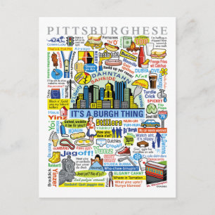 Carte Postale Pittsburgh Language Fun Pittsburghese Artwork