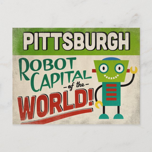 Carte Postale Pittsburgh Pennsylvania Robot - Vintage amusant (Devant)