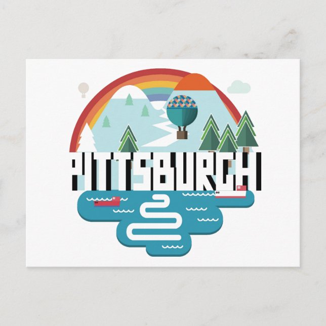 Carte Postale Pittsburgh, Pennsylvanie | Design Cityscape (Devant)