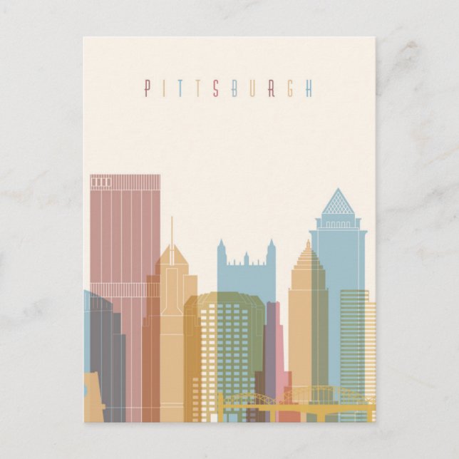 Carte Postale Pittsburgh, Pennsylvanie | Ville Skyline (Devant)