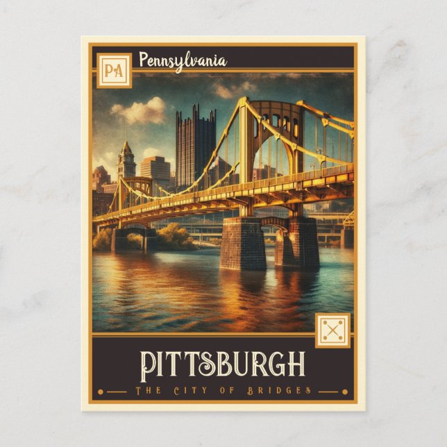Carte Postale Pittsburgh, Pennsylvanie | VINTAGE (Devant)