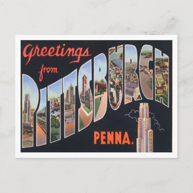 Carte Postale Pittsburgh, Pennsylvanie Vintage Big Letters (Devant)