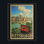 Carte Postale Pittsburgh Postcard Vintage Duquesne Incline<br><div class="desc">Vintage Pittsburgh design featuring the Duquesne Incline and the city of Pittsburgh with bridge and river below. Thanks to Hannaford's photo as base https://flic.kr/p/6RNLhF</div>