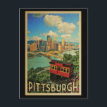 Carte Postale Pittsburgh Postcard Vintage Duquesne Incline<br><div class="desc">Vintage Pittsburgh design featuring the Duquesne Incline and the city of Pittsburgh with bridge and river below. Thanks to Hannaford's photo as base https://flic.kr/p/6RNLhF</div>