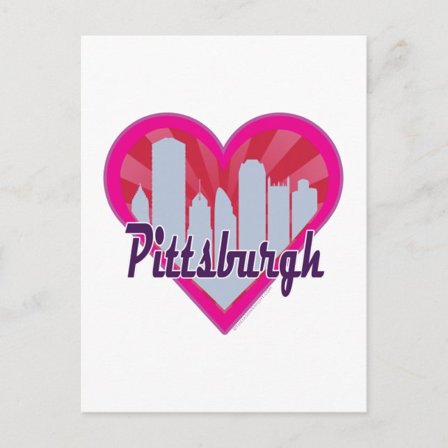 Carte Postale Pittsburgh Skyline Sunburst Heart (Devant)