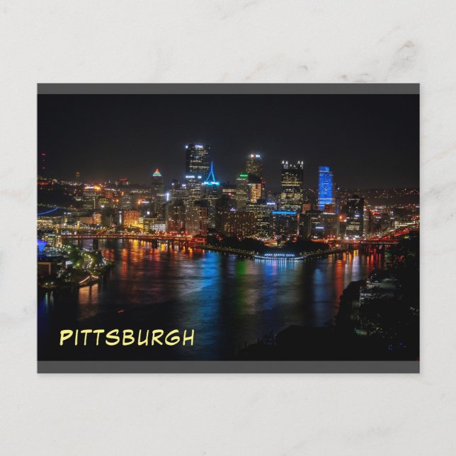 Carte Postale Pittsburgh Vue Nuit (Devant)