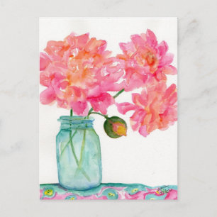 Carte postale Pivoines roses