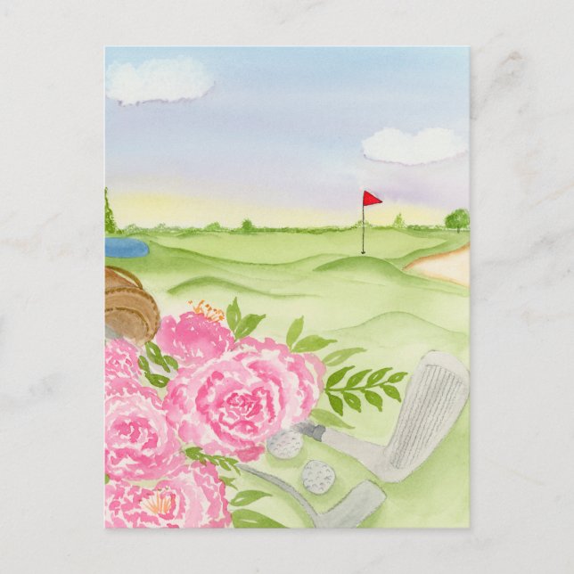 Carte Postale Pivoines sur terrain de golf (Devant)