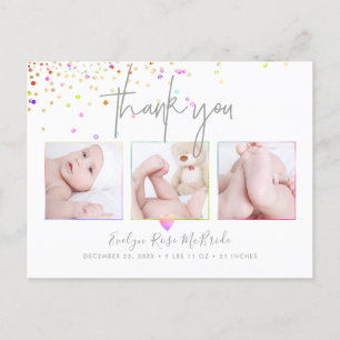 Carte Postale PixDezine Confetti Chic Signature Script Merci