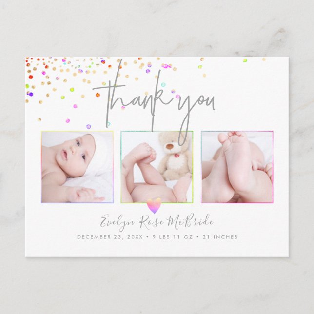Carte Postale PixDezine Confetti Chic Signature Script Merci (Devant)