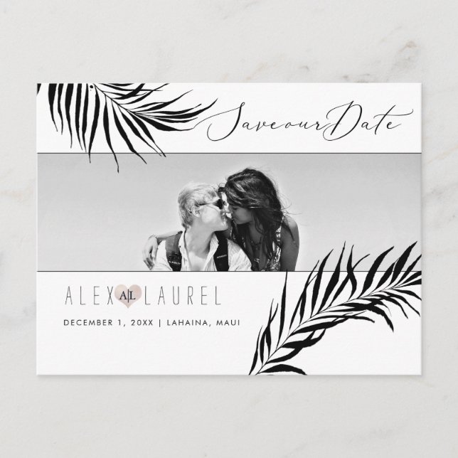 Carte Postale PixDezines Aquarelle Palms Noirs, Enregistrer la d (Devant)