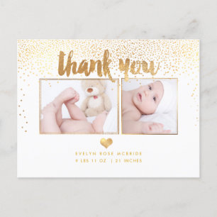 Carte Postale PixDezines Baby shower Merci/Faux Gold