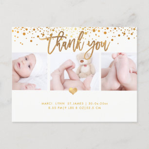 Carte Postale PixDezines Baby shower Merci/Faux Gold