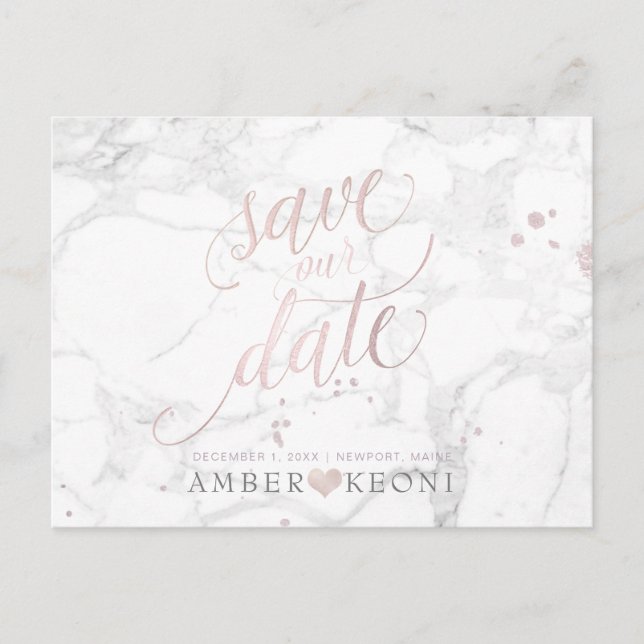 Carte Postale PixDezines Blush Pink/Marble/Save our Date (Devant)