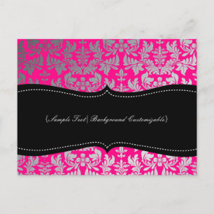 Carte Postale PixDezines Boroque Damask/Argent+Hot Rose