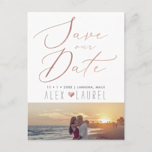 Carte Postale PixDezines Date de sauvegarde, Faux Rose Gold Call