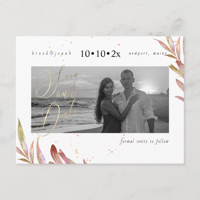 Carte Postale PixDezines Fall Foliage Enregistrer notre date (Devant)