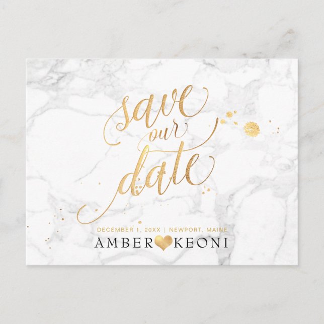 Carte Postale PixDezines Faux Gold/Marble/Save our Date (Devant)