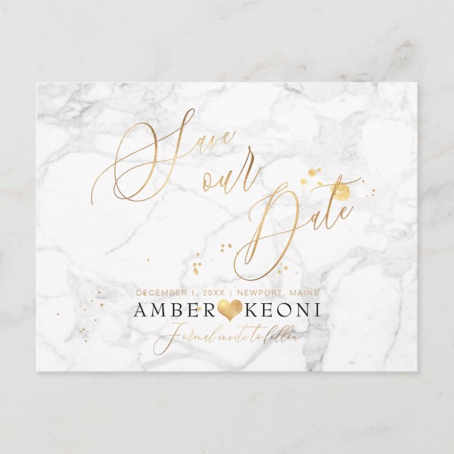 Carte Postale PixDezines Faux Gold/Marble/Save our Date (Devant)