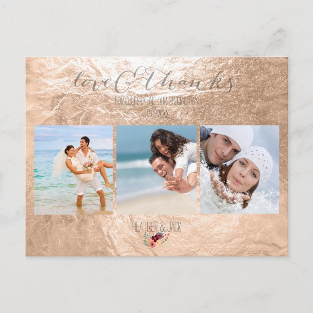 Carte Postale PixDezines feuille de champagne/photos/merci (Devant)