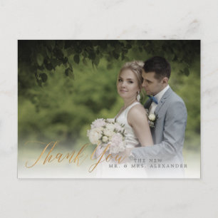 Carte Postale PixDezines Mariage Merci/Faux Gold Calligraphy