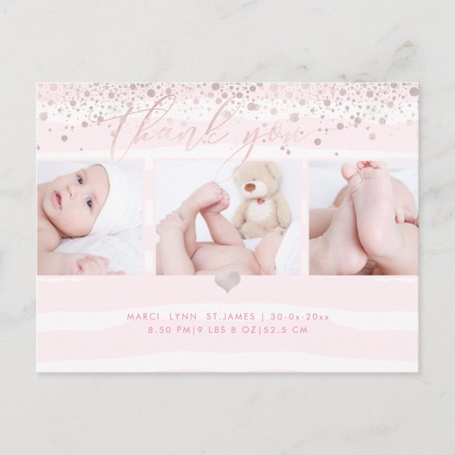 Carte Postale PixDezines Merci de douche/rose pâle (Devant)