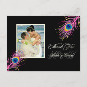 Carte Postale PixDezines paon merci/DO-IT-YOURSELF couleur arriè