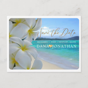 Carte Postale PixDezines Plumeria+Beach Enregistrer la date